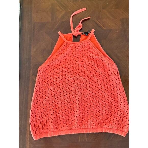 Boston Proper Coral Crochet Halter Top Size M Lined - Picture 4 of 16